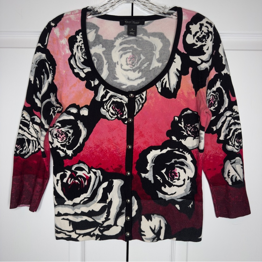 White House Black Market Floral‎ Cardigan Sweater Women’s Small Button Front